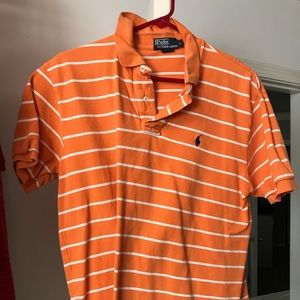 Orange and White Mesh Polo by Ralph Lauren